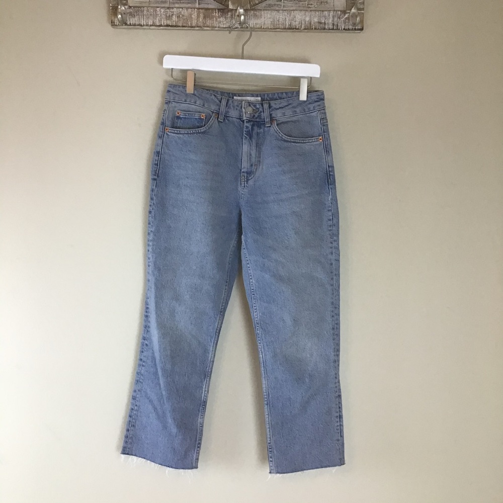 TOPSHOP raw hem high waist jeans 28